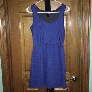 Thick strapped blue and grey striped dress